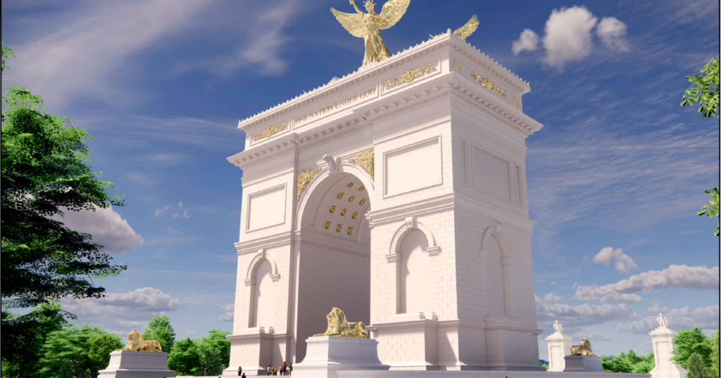 Massive Arc of Trump to Tower Over Lincoln Memorial