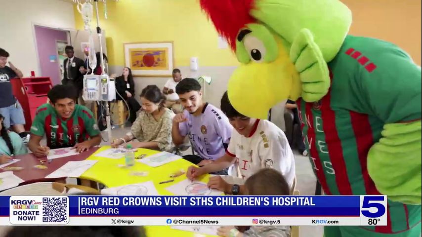 Write a new simple attractive title based on the title from RGV Red Crowns players visit patients at South Texas Health System Children’s hospital and dont use quote marks Write a new simple attractive title based on the title