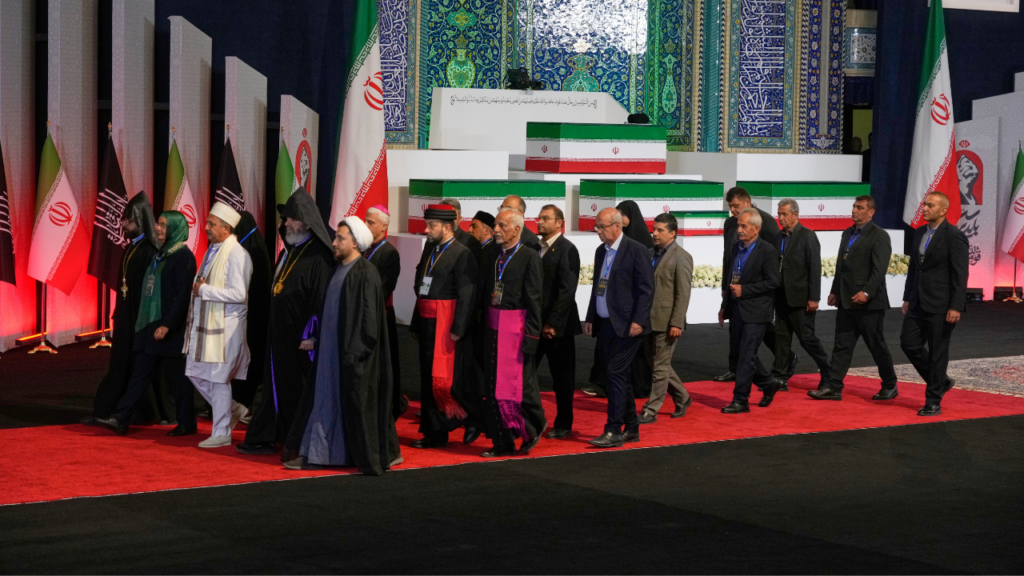 Write a new simple attractive title based on the title from US agrees to halt talks with Iran for a week as funeral for Khamenei begins and dont use quote marks Write a new simple attractive title based on the title