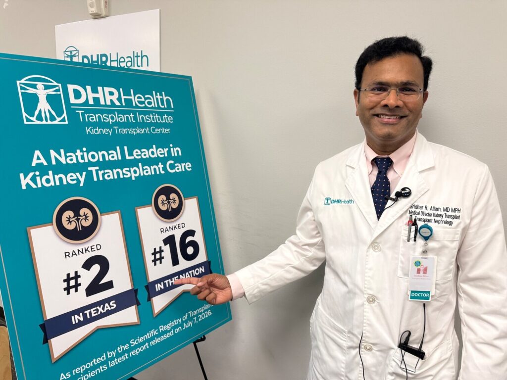 Write a new simple attractive title based on the title from DHR Health Transplant Institute earns top state and national rankings and dont use quote marks Write a new simple attractive title based on the title