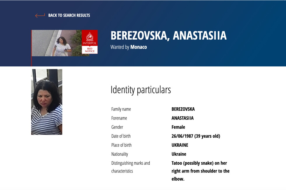 Write a new simple attractive title based on the title from Anastasiia Berezovska identified in Interpol Red Notice for Monaco attack and dont use quote marks Write a new simple attractive title based on the title