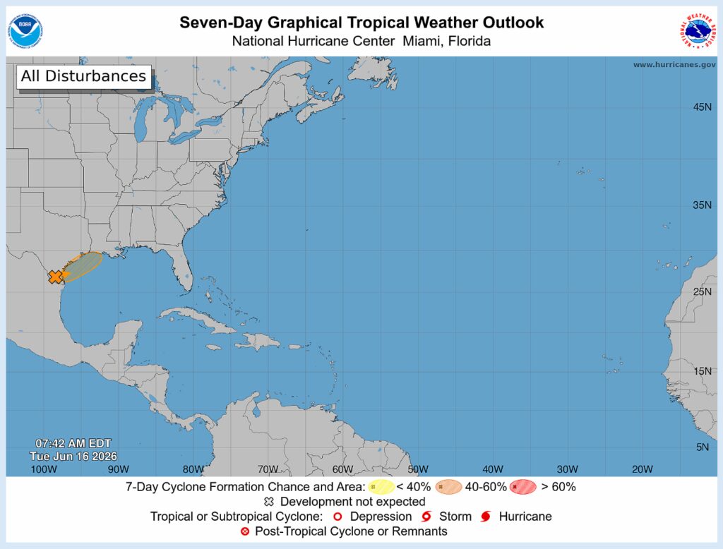 Write a new simple attractive title based on the title from Texas Gulf system could become first tropical storm and dont use quote marks Write a new simple attractive title based on the title