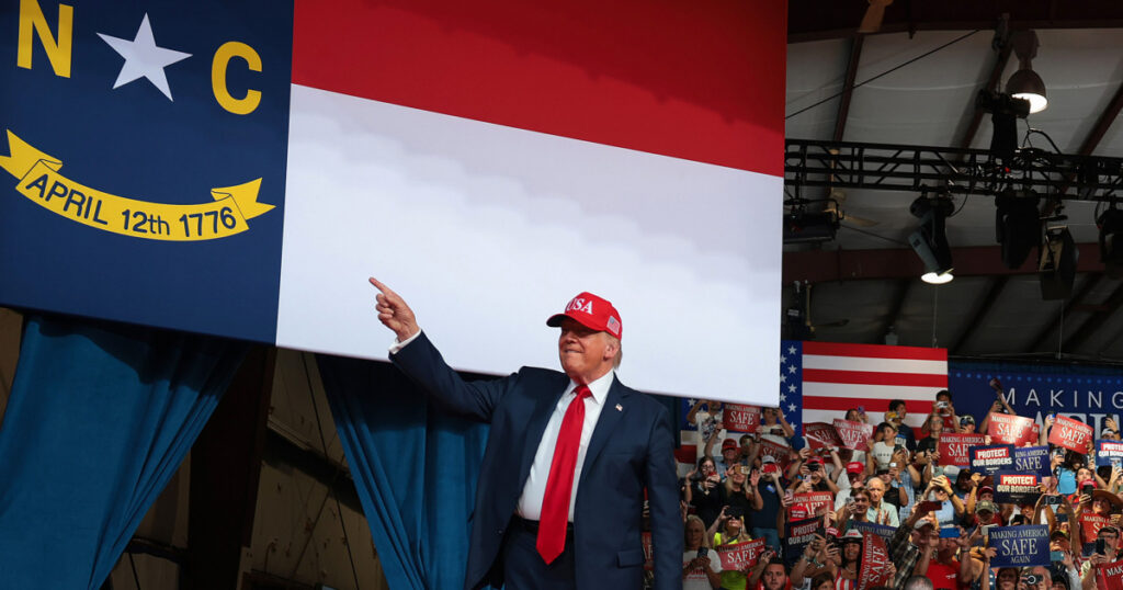 Write a new simple attractive title based on the title from Trump bashes Democrats on crime in campaigning for Michael Whatley in North Carolina and dont use quote marks Write a new simple attractive title based on the title